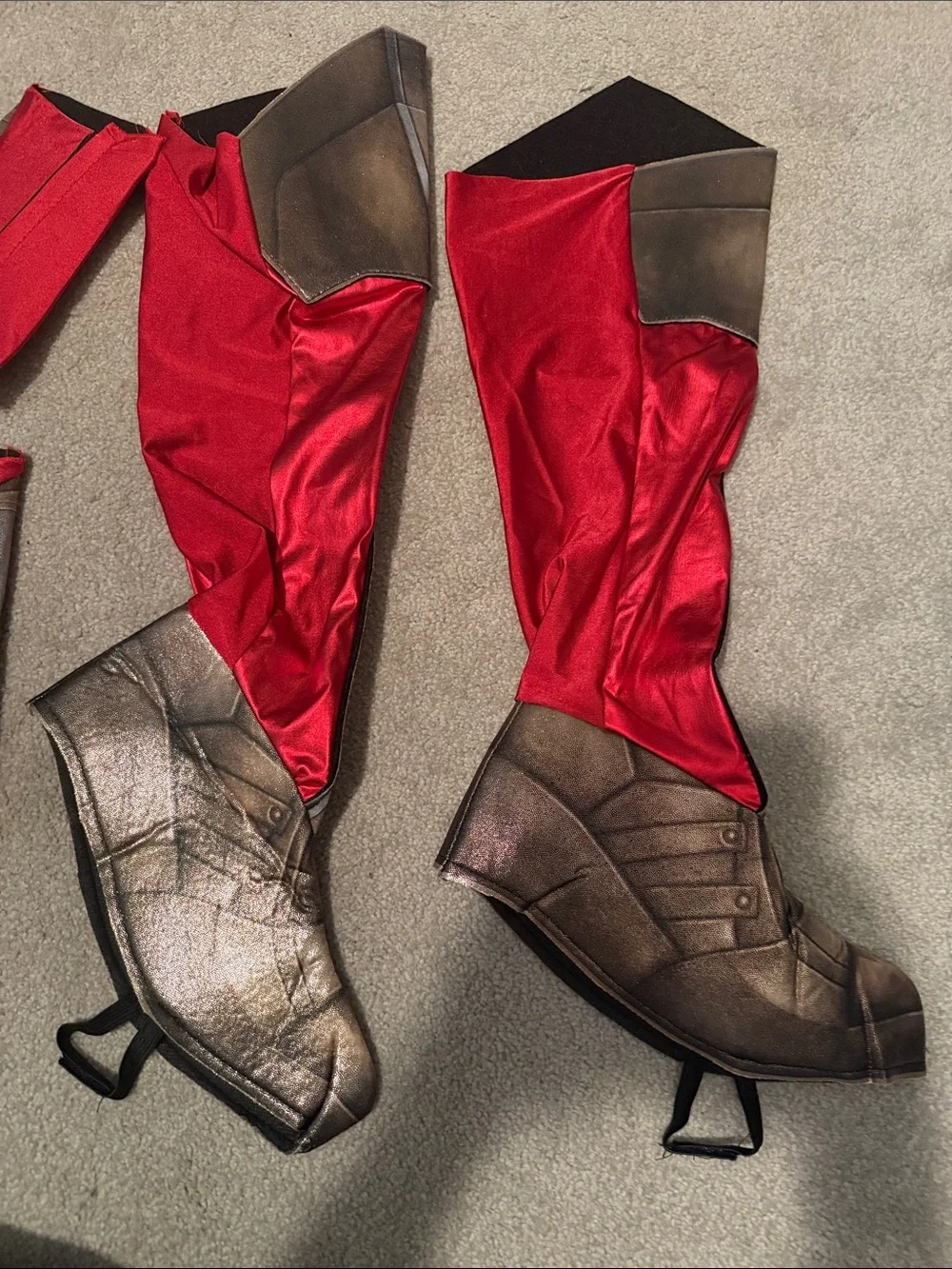 Wonder Woman Inspired Men's Costume Boot Covers in Bronze and Red